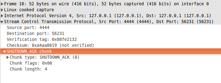 SHUTDOWN ACK chunk